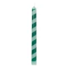 Xenos Dinerkaarsen-Dinerkaars streep - groen - ø2.15x25 cm