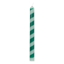 Xenos Dinerkaarsen-Dinerkaars streep - groen - ø2.15x25 cm