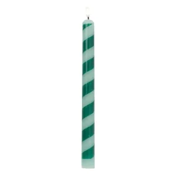 Xenos Dinerkaarsen-Dinerkaars streep - groen - ø2.15x25 cm