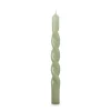 Xenos Dinerkaarsen-Dinerkaars twist - groen - ø2.5x20.5 cm