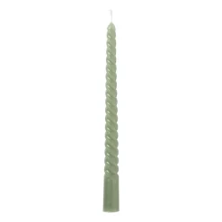 Xenos Dinerkaarsen-Dinerkaars twist - groen - ø2.15x25 cm