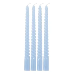 Xenos Dinerkaarsen-Dinerkaarsen twist - blauw - set van 4