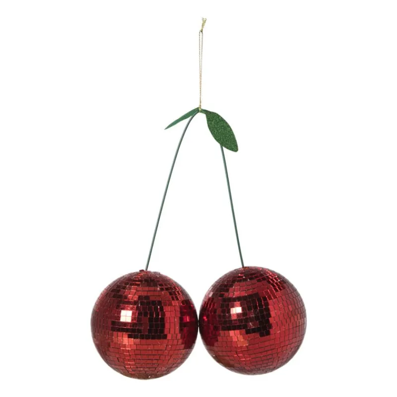 Xenos Decoratieve Beelden-Disco kersen ornament - rood - 25x20x10 cm