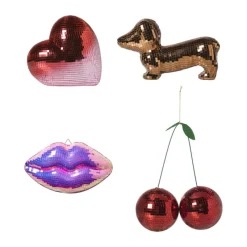 Xenos Decoratieve Beelden-Disco kersen ornament - rood - 25x20x10 cm