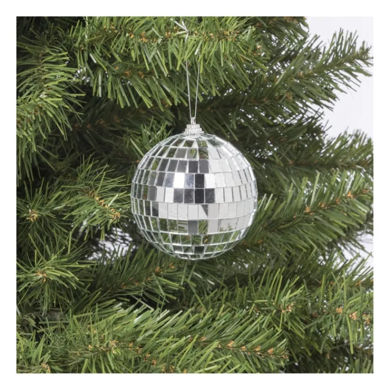 Xenos Kerstballen-Discobal - zilverkleurig - ø8 cm