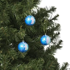 Xenos Kersthangers|Kerstballen-Discobal blauw - set van 6 - ø4 cm