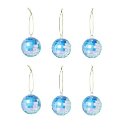 Xenos Kersthangers|Kerstballen-Discobal blauw - set van 6 - ø4 cm