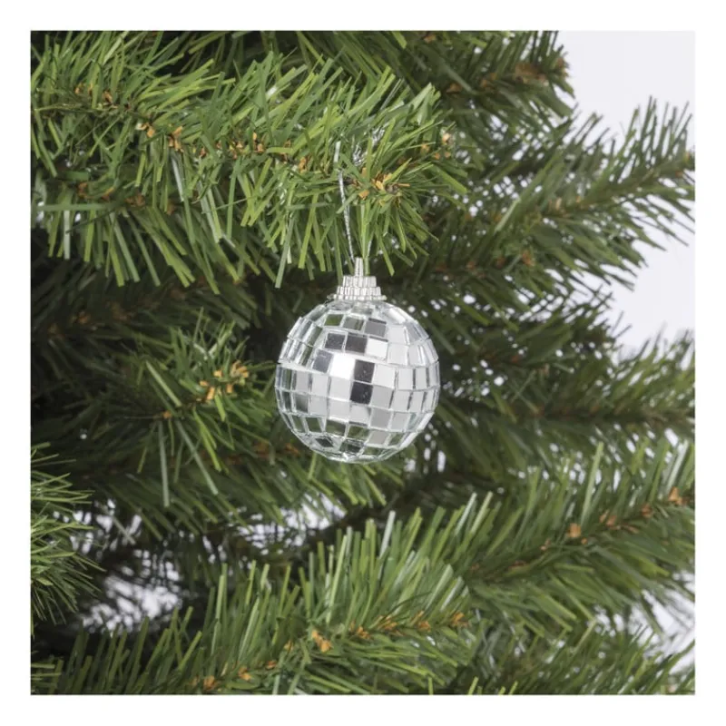 Xenos Kerstcadeaus|Kerstballen-Discobal zilver - set van 6 - ø4 cm