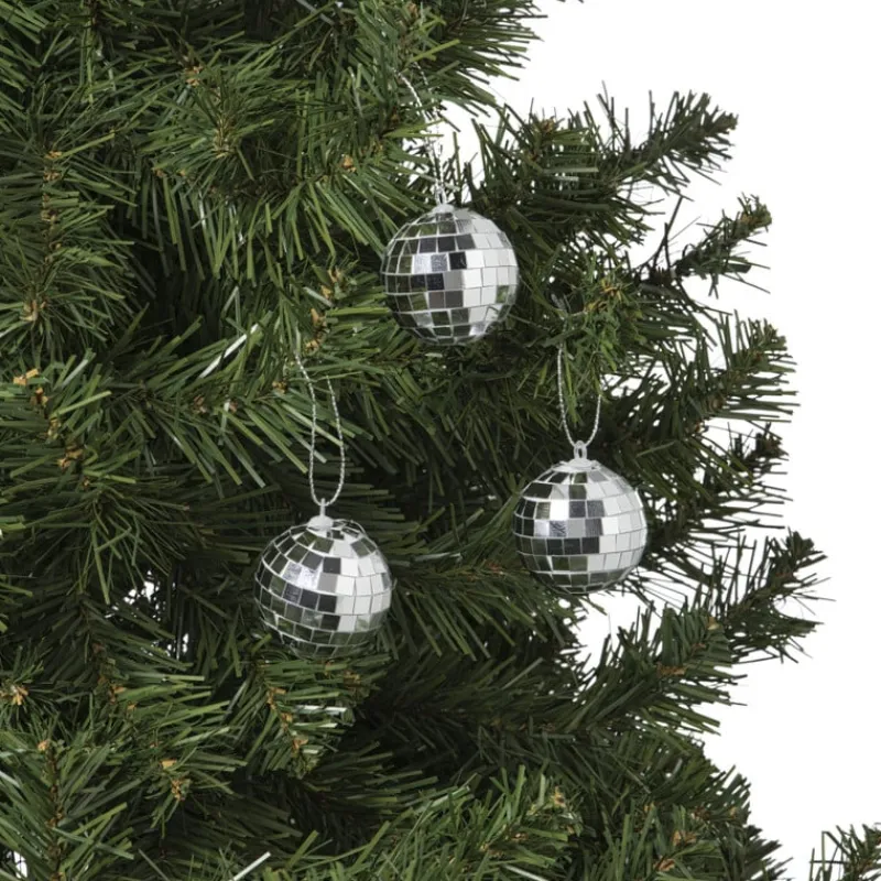 Xenos Kersthangers|Kerstballen-Discobal zilverkleurig - set van 6 - ø4 cm