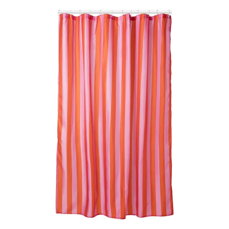 Xenos Douchegordijnen-Douchegordijn gestreept - roze/oranje - 180x200 cm