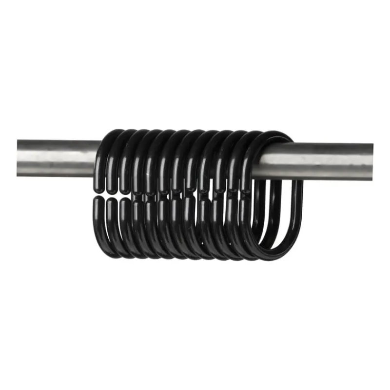 Xenos Badkamer Accessoires-Douchegordijn ringen - zwart - set van 12