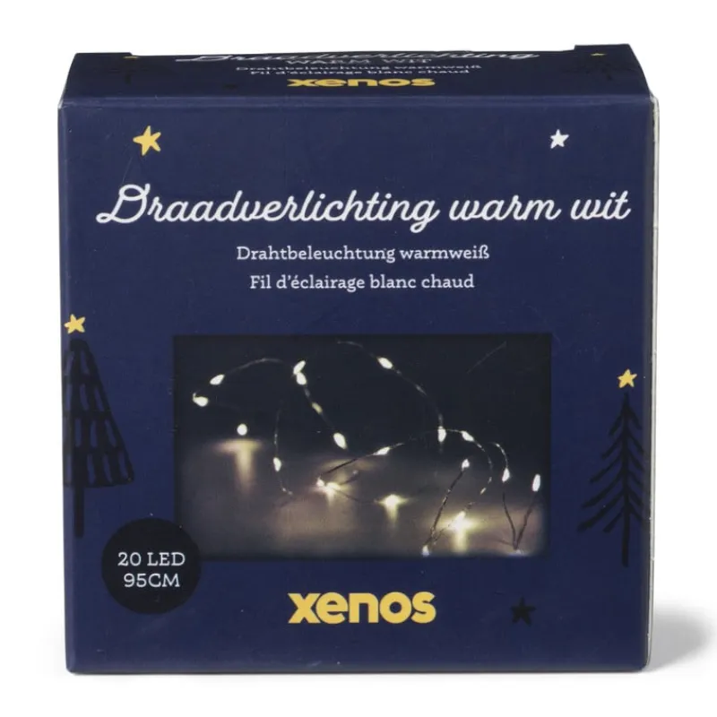 Xenos Kerstverlichting|Kerstboom Verlichting-Draadverlichting - warm wit licht - 20 led lampjes - 95 cm
