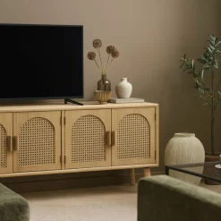 Xenos Dressoir-Dressoir Flores met ovalen vlakken - bruin - 55x120x40 cm