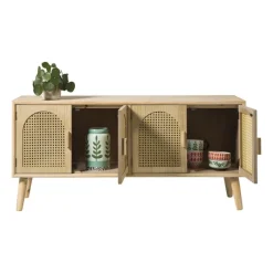 Xenos Dressoir-Dressoir Flores met ovalen vlakken - bruin - 55x120x40 cm