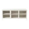 Xenos Tv Meubels|Kast Met Deuren-Dressoir Luca met geribbeld glazen deurtjes - offwhite - 50x120x42 cm
