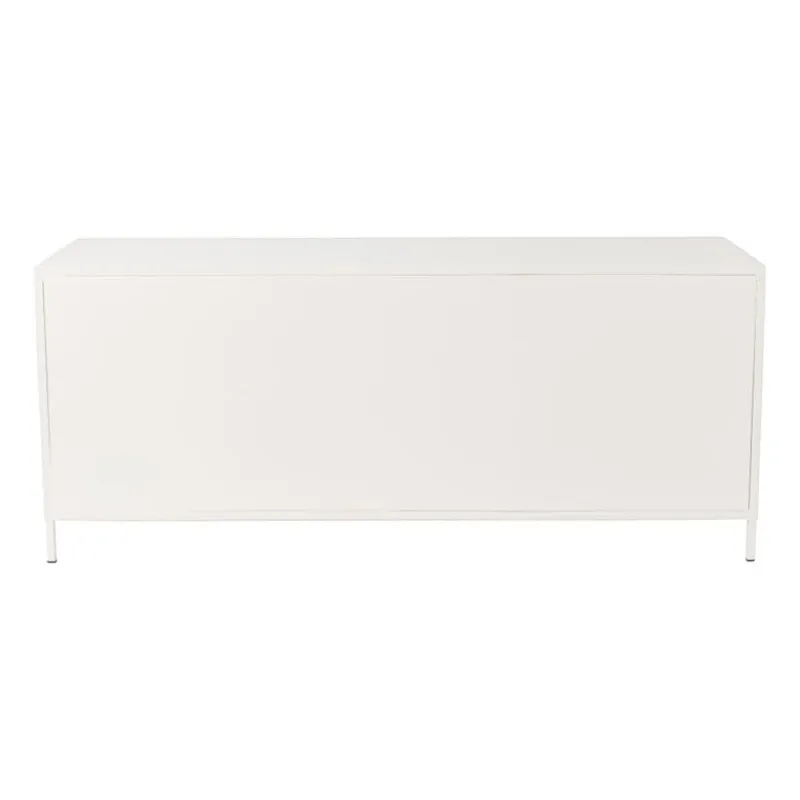 Xenos Tv Meubels|Kast Met Deuren-Dressoir Luca met geribbeld glazen deurtjes - offwhite - 50x120x42 cm