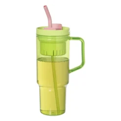 Xenos Drinkflessen|Kinderservies-Drinkbeker met rietje Titan - groen - 1 liter