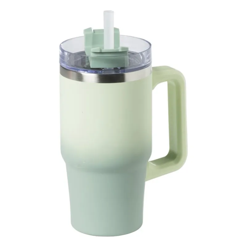 Xenos Drinkflessen-Drinkbeker thermo met draaideksel - groen - 600 ml