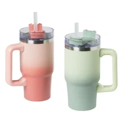 Xenos Drinkflessen-Drinkbeker thermo met draaideksel - groen - 600 ml