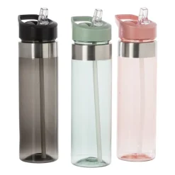 Xenos Drinkflessen-Drinkfles met rietje - groen - 500 ml