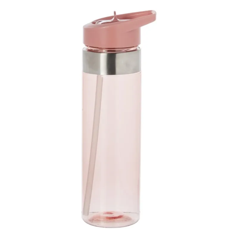 Xenos Drinkflessen-Drinkfles met rietje - roze - 500 ml