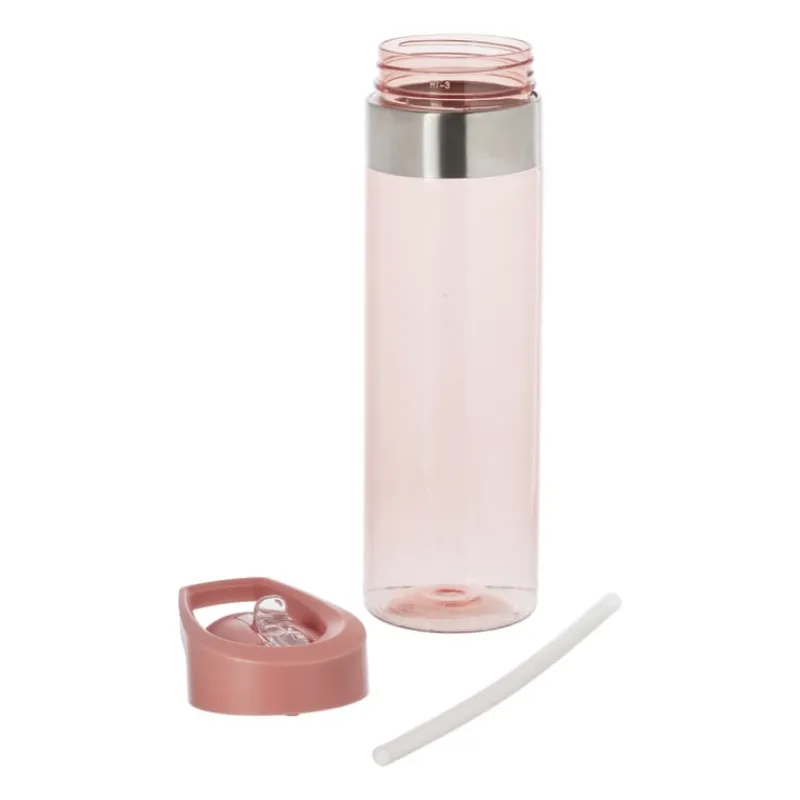 Xenos Drinkflessen-Drinkfles met rietje - roze - 500 ml