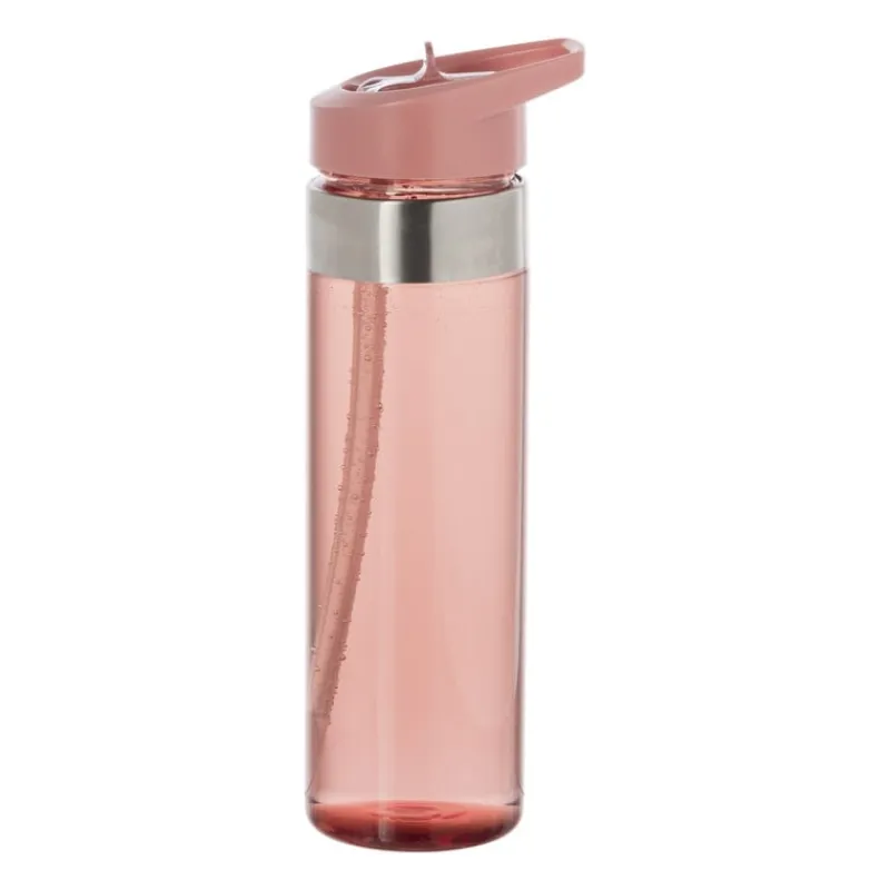 Xenos Drinkflessen-Drinkfles met rietje - roze - 500 ml