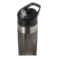 Xenos Drinkflessen-Drinkfles met rietje - zwart - 500 ml