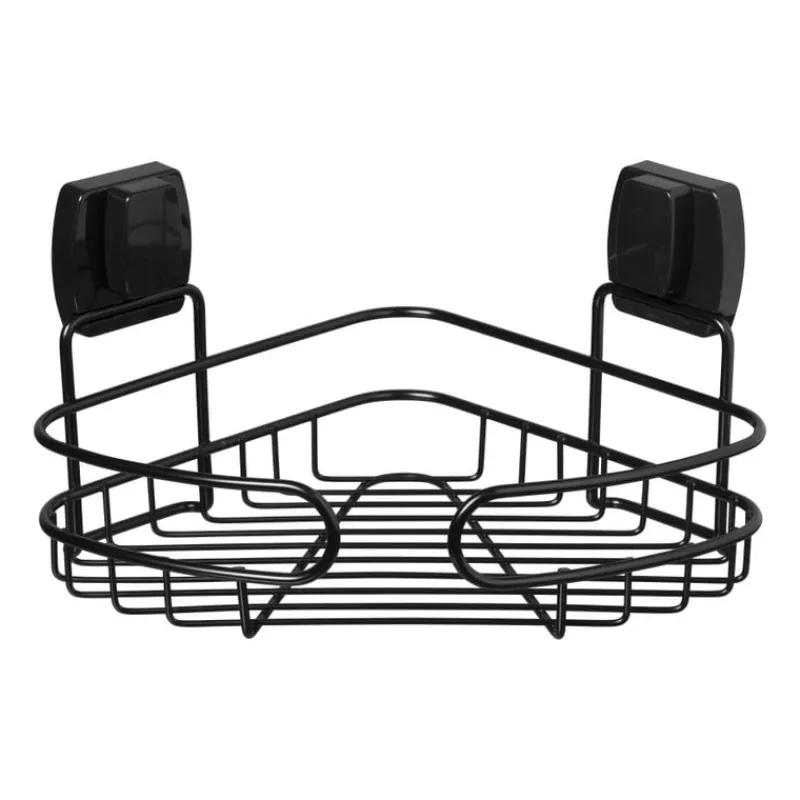 Xenos Doucherekjes-Easy lock doucherekje hoek - zwart - 21.5x21.5x10 cm