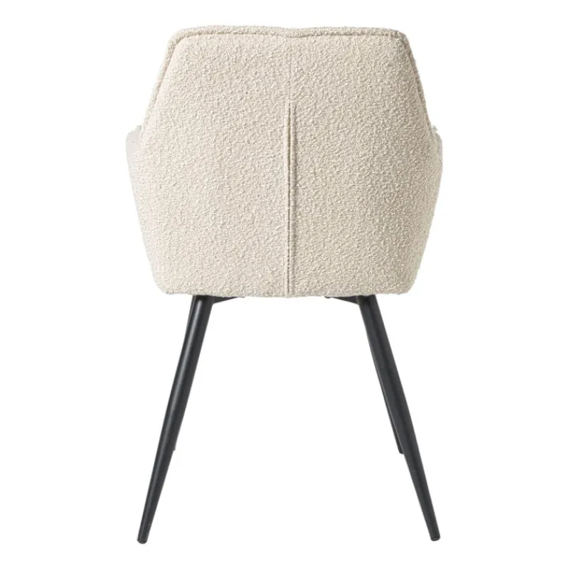Xenos Eetkamerstoelen-Eetkamerstoel bouclé met armleuning - beige - 87x56.5x43 cm