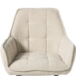Xenos Eetkamerstoelen-Eetkamerstoel bouclé met armleuning - beige - 87x56.5x43 cm