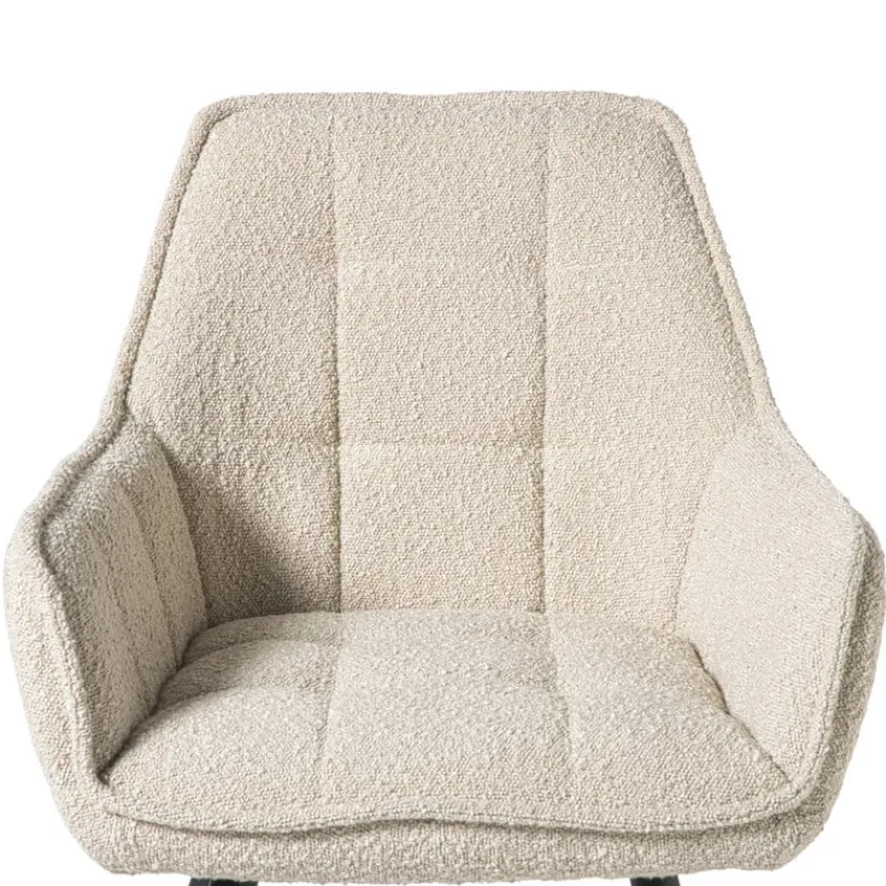 Xenos Eetkamerstoelen-Eetkamerstoel bouclé met armleuning - beige - 87x56.5x43 cm