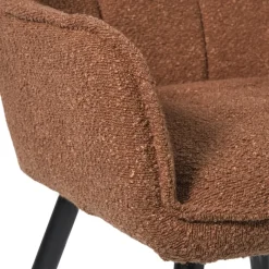 Xenos Eetkamerstoelen-Eetkamerstoel bouclé met armleuning - bruin - 87x56.5x43 cm