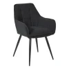 Xenos Eetkamerstoelen-Eetkamerstoel bouclé met armleuning - zwart - 87x56.5x43 cm