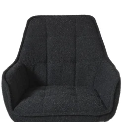 Xenos Eetkamerstoelen-Eetkamerstoel bouclé met armleuning - zwart - 87x56.5x43 cm