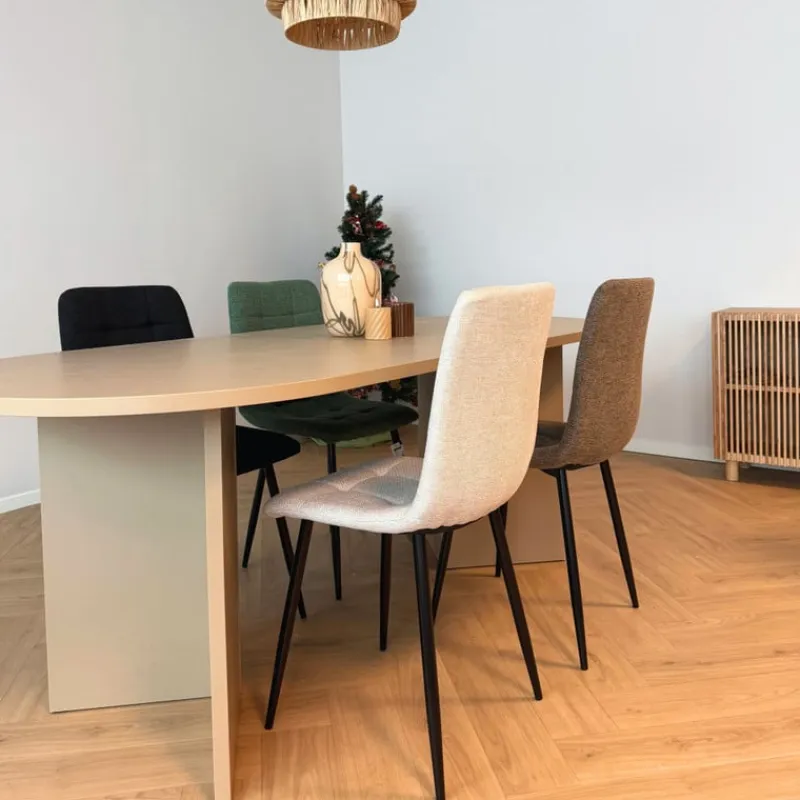 Xenos Eetkamerstoelen-Eetkamerstoel chenille - bruin - 90x53.5x44.5 cm