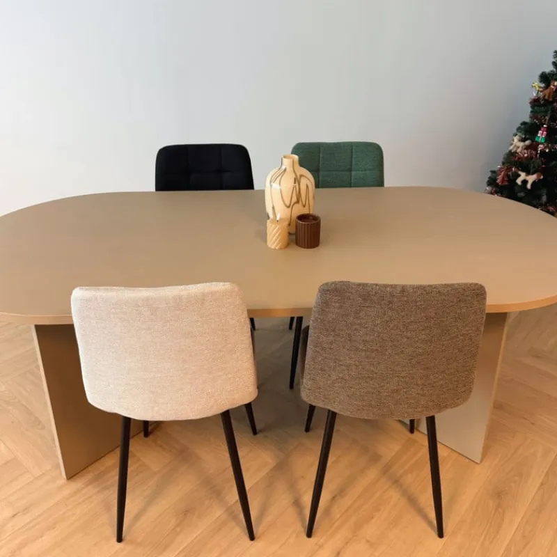 Xenos Eetkamerstoelen-Eetkamerstoel chenille - bruin - 90x53.5x44.5 cm