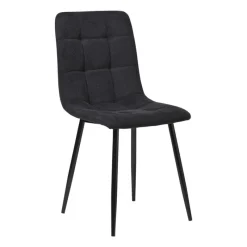Xenos Eetkamerstoelen-Eetkamerstoel chenille - zwart - 90x53.5x44.5 cm