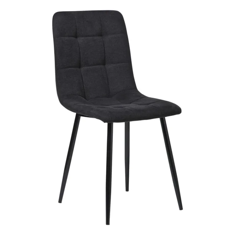Xenos Eetkamerstoelen-Eetkamerstoel chenille - zwart - 90x53.5x44.5 cm