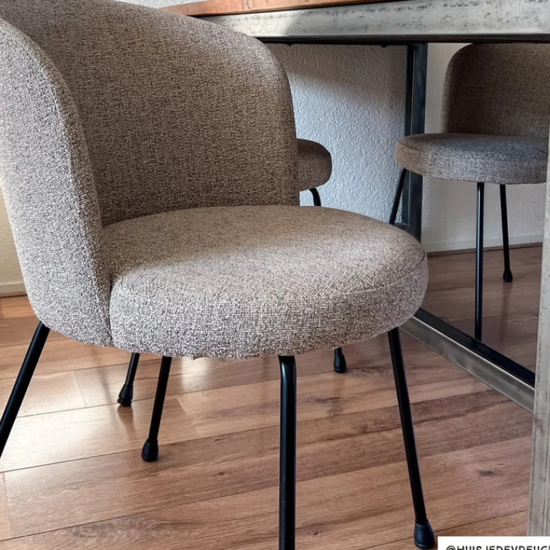 Xenos Eetkamerstoelen-Eetkamerstoel Irene - bruin/zwart - 77x56.5x51 cm