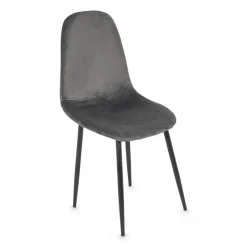 Xenos Eetkamerstoelen-Eetkamerstoel Ivy - velvet grijs - 88x44x53 cm