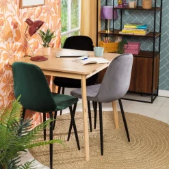 Xenos Eetkamerstoelen-Eetkamerstoel Ivy - velvet zwart - 88x44x53 cm