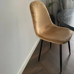 Xenos Eetkamerstoelen-Eetkamerstoel Ivy velvet - bruin - 88x38x38 cm