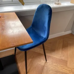 Xenos Eetkamerstoelen-Eetkamerstoel Ivy velvet - donkerblauw - 88x44x53 cm
