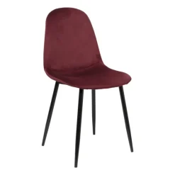 Xenos Eetkamerstoelen-Eetkamerstoel Ivy velvet - rood - 88x44x53 cm