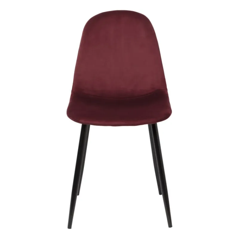 Xenos Eetkamerstoelen-Eetkamerstoel Ivy velvet - rood - 88x44x53 cm
