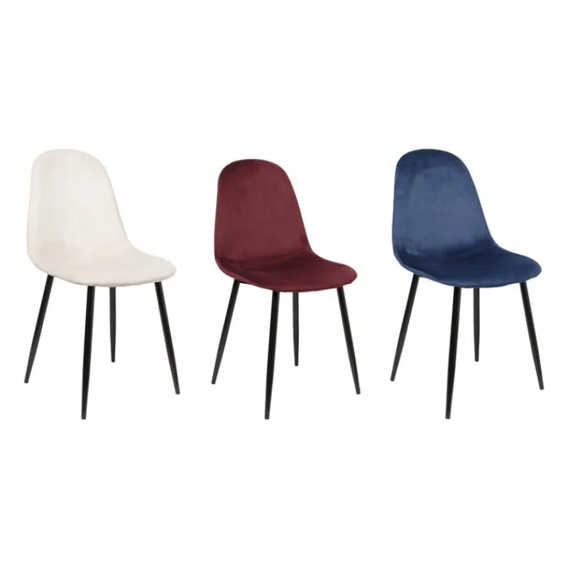 Xenos Eetkamerstoelen-Eetkamerstoel Ivy velvet - rood - 88x44x53 cm