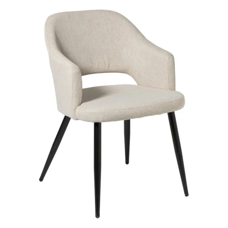 Xenos Eetkamerstoelen-Eetkamerstoel Leonardo met armleuning - beige - 81x62.5x56 cm