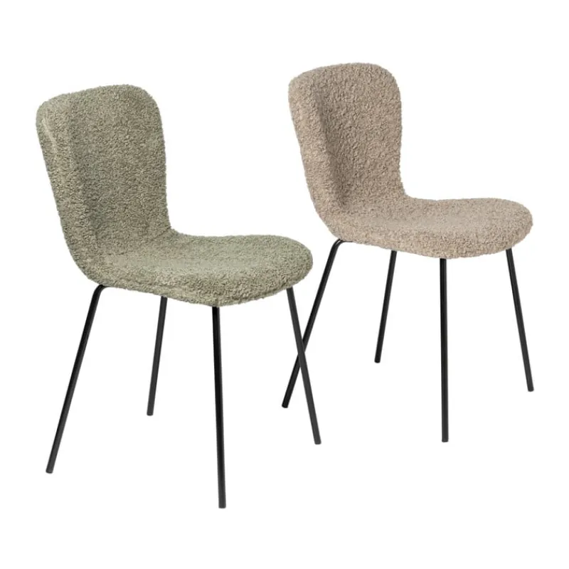 Xenos Eetkamerstoelen-Eetkamerstoel Liz - groen - teddy - 83.5x55x45.4 cm