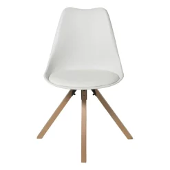 Xenos Eetkamerstoelen-Eetkamerstoel Olympic - wit/naturel - 82x58x48 cm